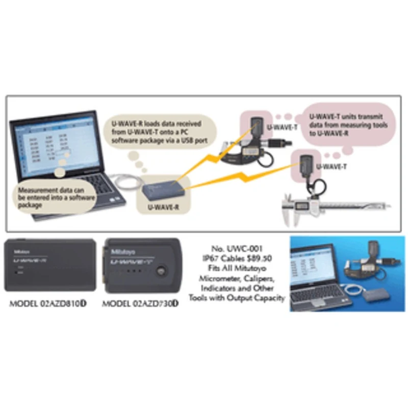 Mitutoyo U-Wave Wireless System - Up To 60 ft. Transmission Range - UWC-001